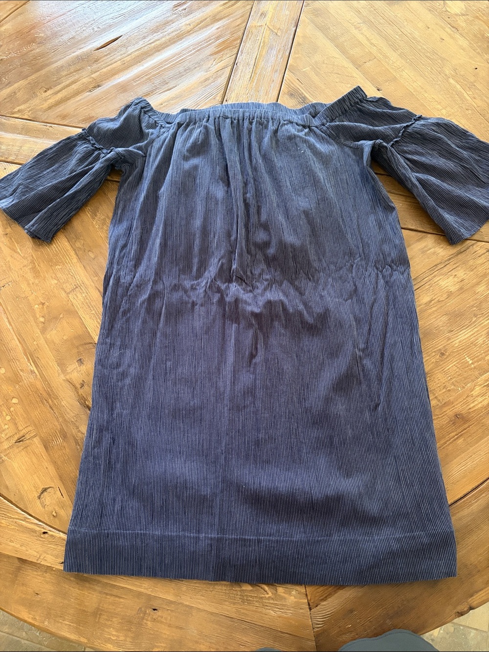 Madewell Off-Shoulder Navy Dress with Elbow Sleeves